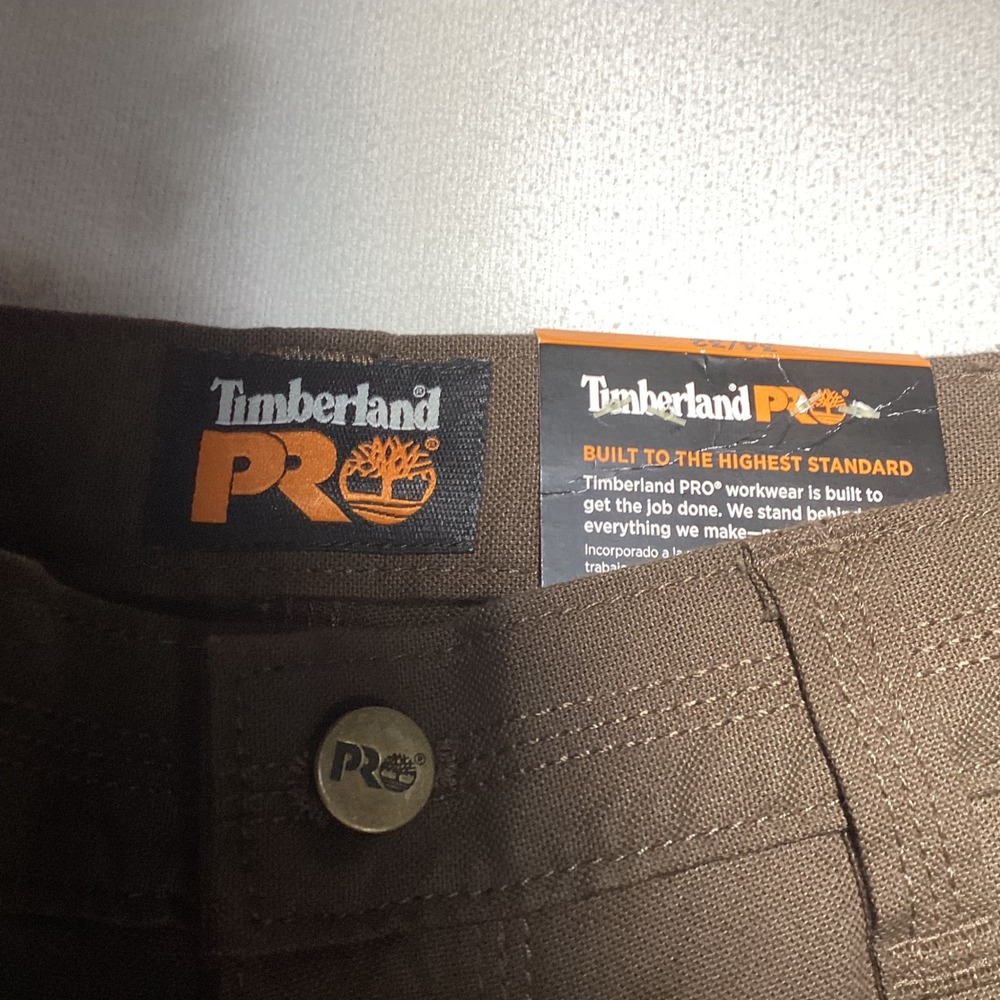 Timberland PRO Mens 34x32 Original Fit Canvas Utility Cargo Pants Dark Brown NEW - Picture 3 of 10